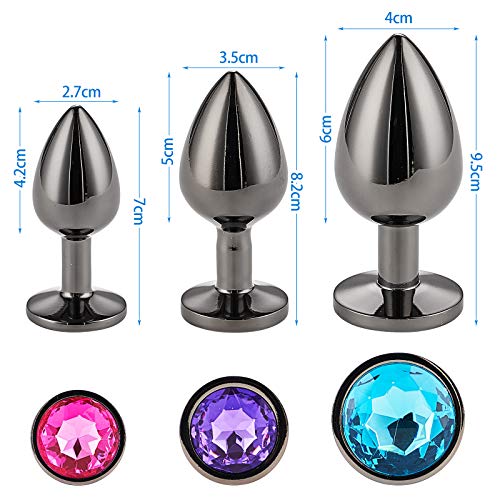 Analplug Set aus Metall – 3 Stück in Dunkelgrau/Schwarz