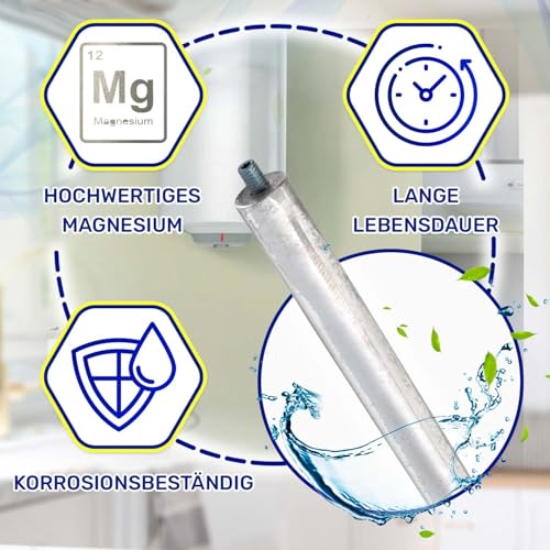 Universell Opferanode für Warmwasserspeicher 400 mm Ø 22 Gewindes M8 mm Passend für Viele Marken des Boiler - MADE IN EU - MONTERAL