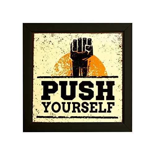 Image of Indianara Set of 4 Fitness Gym Motivational Quotes Paintings (2147) without glass 9.5 x 9.5 inch each