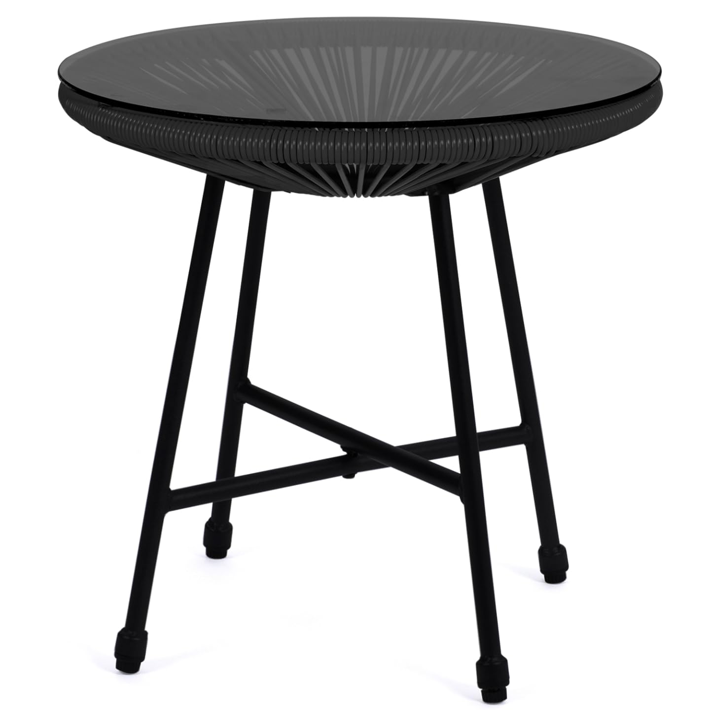 IDMarket - Set di mobili da Giardino Izmir Tavolo e 2 poltrone Uovo in Corda Nera