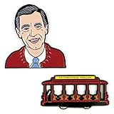 The Unemployed Philosophers Guild Mister Rogers and Trolley Enamel Pin Set - 2 Unique Colored Metal Lapel Pins