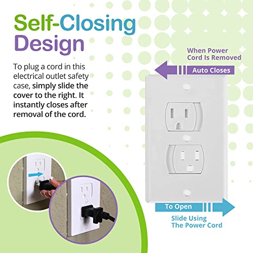 Wonderkid Self-Closing Electrical Outlet Covers For Baby Proofing - White - 4 Pack #TOP2