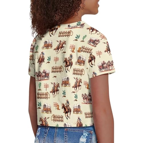 Image of Girls Crop Tees Crew Neck Casual Short Sleeve T Shirts Kids Loose Soft Comfortable Tees Blouses Shirt for Little Girl