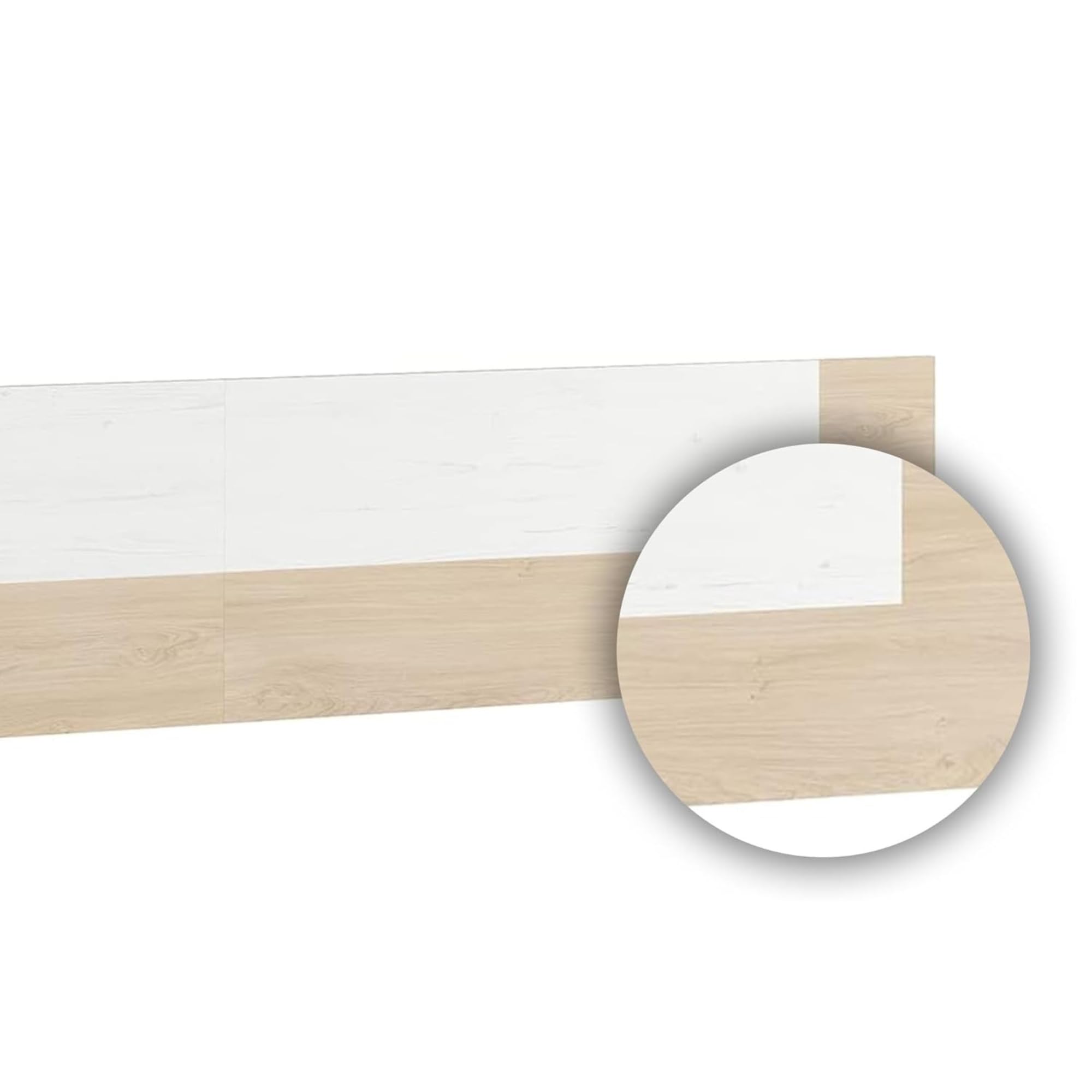 Meyvaser, Conjunto Pack Cabecero y 2 Mesitas de Noche, Incluye Herrajes para Colgar, Color Cambrian y Blanco, Dormitorio Doble de Matrimonio o Juvenil, Medidas:160x45x1,6 cm (LargoxAltoxProfundo)