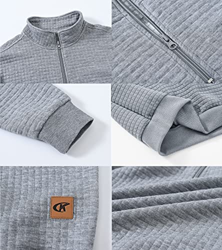 YuKaiChen Men's Long-Sleeve Quarter-Zip Casual Sweatshirt Square Pattern4