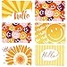 GRADESIN 60 Hello Postcards for Mailing Bulk Blank Greeting Cards 4 x 6 Inch Sunny Sunflower Colorful Smiley Face Post Cards for Kids Adults Teachers Students Assorted Blank Note Cards 5 Hello Designs