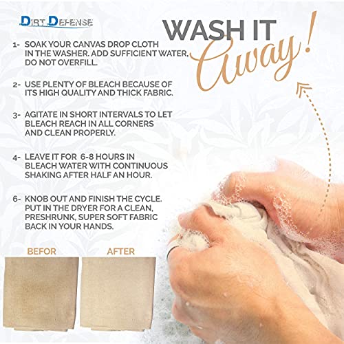 Image of Pack of 2: All Purpose Drop Cloth Cotton Tarp 4x6 Large Canvas Tarp for Art Supplies, Drop Cloth for Painting Supplies /Paint Canvas Fabric or Couch Cover and Furniture Cover from Paint