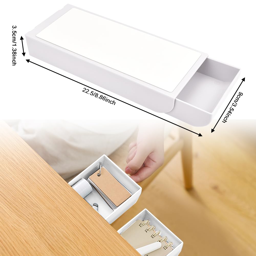 Cassetto Autoadesivo Scrivania Organizer Nascosto Sotto Tavolo 2 Pezzi per Ufficio Casa Scuola