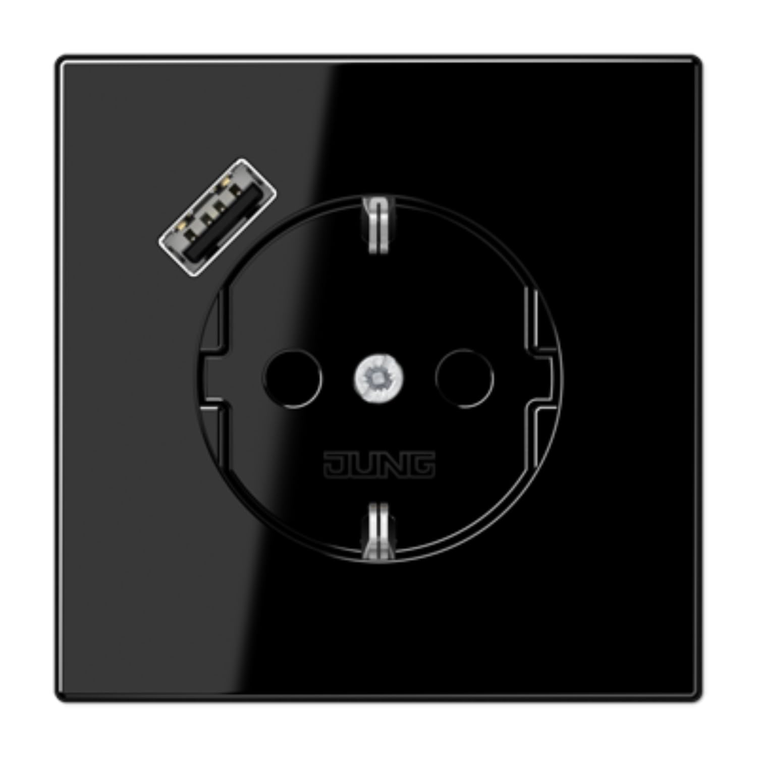 Prise USB-A LS Noir charge rapide JUNG LS1520-18ASW avec socle SCHUKO