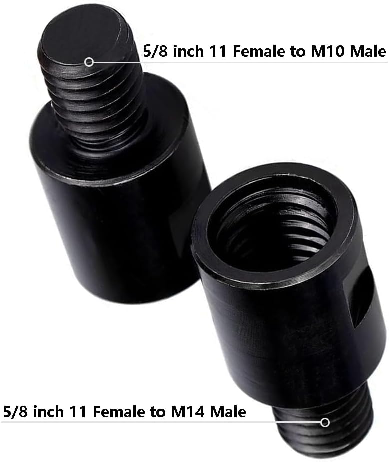 2PCS M10 and M14 Angle Grinder Attachment Converter, 5/8"-11 Female to M10/M14 Male Angle Grinder Adapter Connecting Attachment for Rotary Burr Cut-off Wheel Power Tool Accessories
