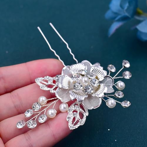 Épingles à cheveux fleur strass et perles HONGMEI pour femmes - 5