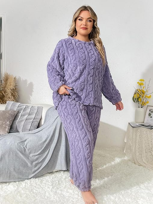 Image of Ukal Women's and Men's Wool Blend & Fleece Long Sleeve Pullover Hoodies Set Full Length Winter Nightwear Pajama and top Set Tracksuit Gym Suit Night Suit Set