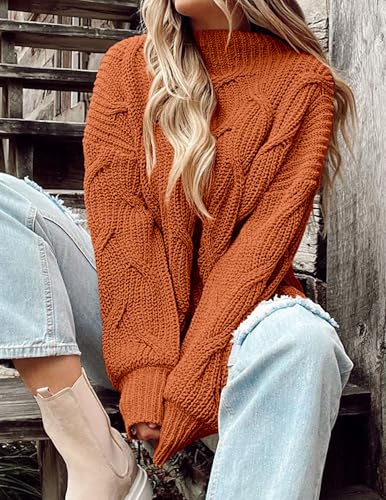 PRETTYGARDEN Women's Fall Oversized Pullover Sweaters Casual Crewneck Long Sleeve Chunky Cable Knit Tops Winter Clothing