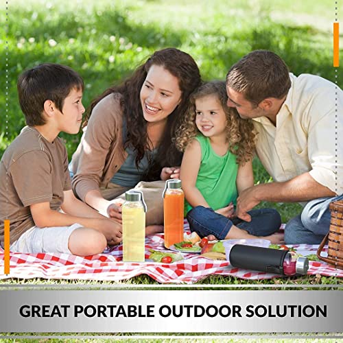 Chef's Star 18 Oz Clear Glass Water Bottles, Reusable Glass Juicing Bottles With Protection Sleeve And Stainless Steel Leak Proof Lids, Set Of 6 #TOP4