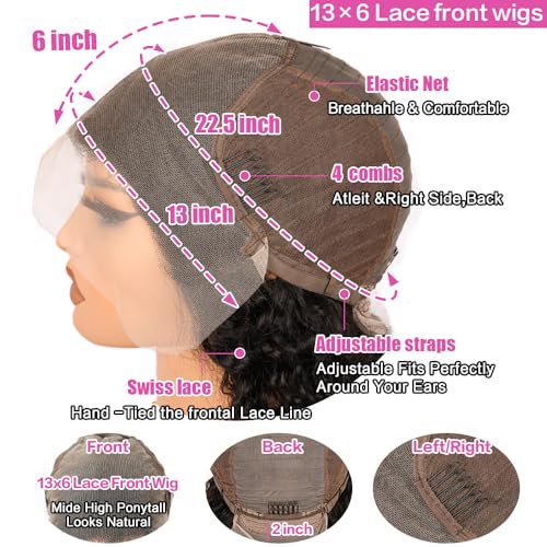 Image of abbildung 30inch Highlight Ombre Lace Front Wig Human Hair 13x6 HD Honey Blonde 4 /27 Deep Wave Lace Frontal Wigs Glueless Wigs Human Hair Pre Plucked with (Black, 26 Inch Black, deep wave)