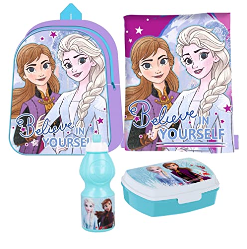Frozen Eiskönigin 4 Teile Set Rucksack Tasche Kindergarten Brotdose Turnbeutel mit Sticker von Kids4shop Cover