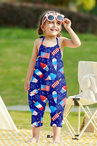 Raisevern 2T 3T Toddler American Flag Romper Baby Girls 4Th Of July Summer Clothes Slouch Jumpsuit Infant Strap Backless Jumper One Piece Harem Outfits Kid Overalls #TOP2