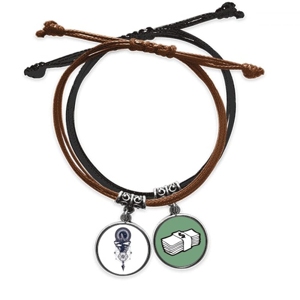 Pulsera de cadena cuero Iceberg Compass Estrellas hecha a mano con detalle 3