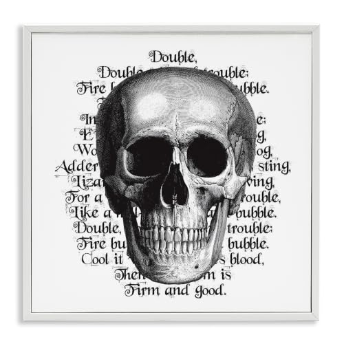 'Spooky Skull Layered Vintage Script Hex Text'| Framed Giclee Art