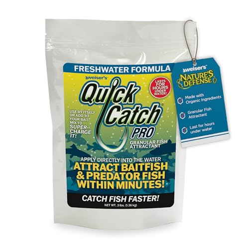 Nature's Defense Quick Catch Pro Granular Fish Attractant (3 lbs / 1.36 kg) - Fishing Bait Scent for Baitfish & Game Fish, Fish Scents for Fishing, Freshwater Formula, Fish Bait Scent Booster