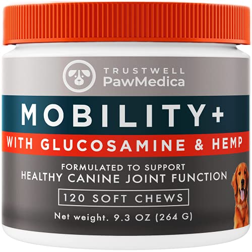 PawMedica Glucosamine for Dogs, Hip & Joint Care Chews for Dogs, Joint Support for Dog Joint Supplements with Hemp Mobility for Dogs, Senior Dog Joint Supplement Large Breed - 120 Dog Hemp Chews