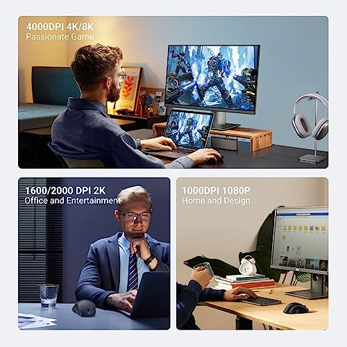 Ugreen Wireless Mouse, Ergonomic Bluetooth 5.0 Mouse For Laptop, 2.4G Cordless Mouse With Usb Receiver, 1000/1600/2000/4000 Dpi, 5 Buttons Silent Mice For Macbook, Pc, Desktop, Chromebook, Black #TOP3