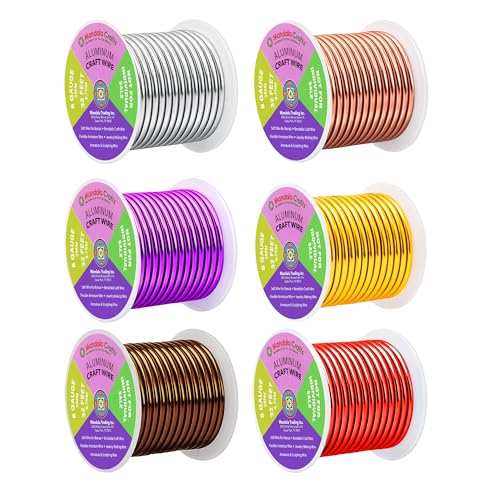 Image of Mandala Crafts 8 GA Purple Brown Red Assorted Anodized Aluminum Craft Wire | 120 FT, Colored, Flexible, Bendable for Bonsai Armature Sculpting Wire Wrapping Jewelry Making, Weather & Tarnish Resistant