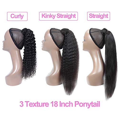 Alisfeel Kinky Curly Ponytail For Black Women 10A Unprocessed Human Hair Wrap Around Ponytail Extensions Remy Brazilian Curly Clip In Pony Tail Hairpiece With Magic Paste 110G thumb #6