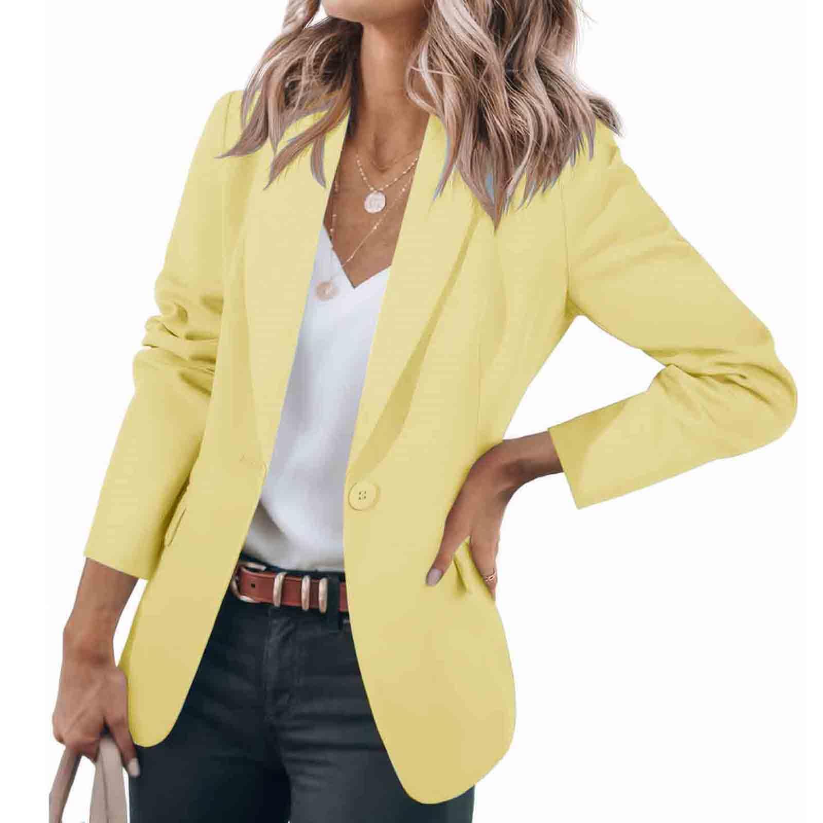 Womens Long Sleeve Blazer Business Casual Outfits Lightweight Slim Fit Work Office Jacket Notched Collar Coats