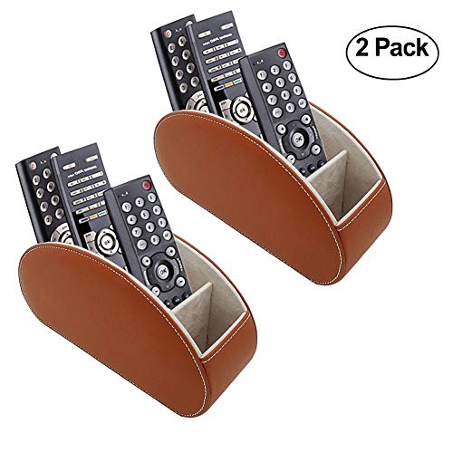 Fosinz Remote Control Holder Organizer Table Desk Leather Control Storage TV Remote Control