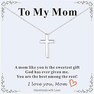 Dainty Cross Necklace for Women, Hypoallergenic Stainless Steel Crucifix Pendant with Adjustable Chain 16''+2'', Trendy Jewelry Gifts to My Mom, Wife,Grandmother,Love
