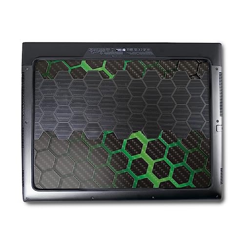 Image of MightySkins Carbon Fiber Skin Compatible with Alienware M18 R1 (2023) Full Wrap Kit - Green Hex | Protective, Durable Textured Carbon Fiber Finish | Easy to Apply & Change Styles | Made in The USA