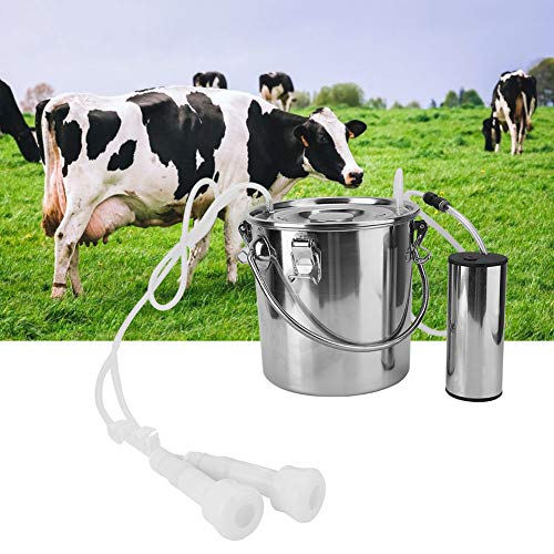 YOUTHINK Kit di Mungitura Mungitrice Elettrica Portatile a Mucca di Pecora da 5 Litri di Capra Macchina per Mungitura Elettrica per Capra da Mucca Spina Europea Con 2 Tettarelle (Per Capra/Mucca)(Cow)