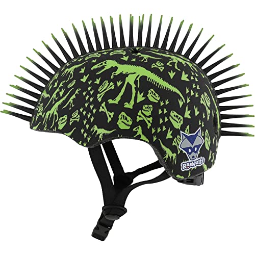 Raskullz Fit System-Casco para niños pequeños-T-Rex Bonez Mohawk-Unisize 48-52 cm, Juventud Unisex, 48-52cm