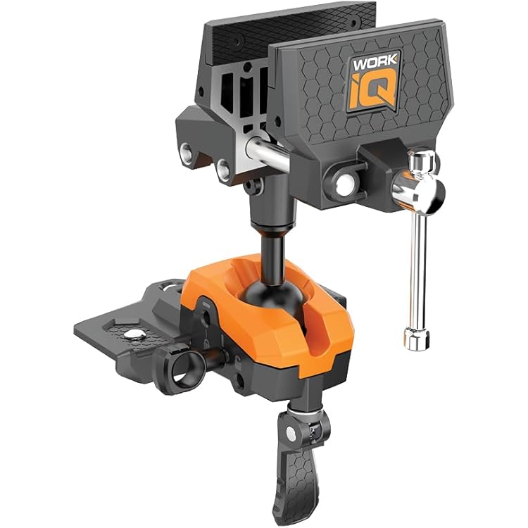 IQ Vise | 360&deg; Articulating Bench Vise Made From Steel &amp; Cast Aluminum w 8-Position Locking Ball &amp; Socket | Woodworking Vise Handles Up To 130ft-lbs of Torque | Pipe Vise With Double Sided Jaws