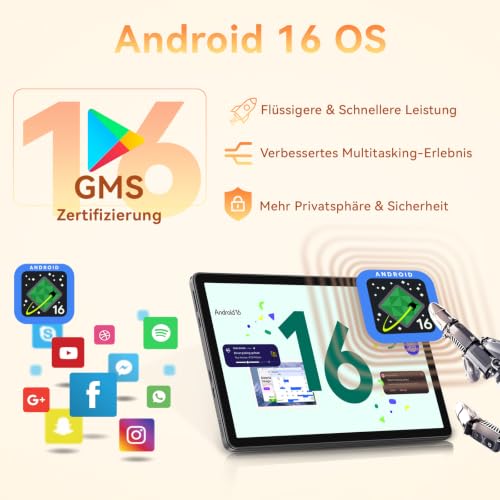 MENTUME Tablet 11 Zoll mit Gemini AI, Android 16 Tablets mit Hülle, Maus & Tastatur, Octa-Core, 32 GB RAM + 128 GB ROM + 1 TB TF… – Ansicht 4