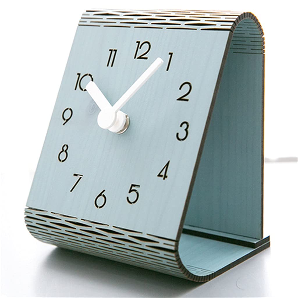 HRWLY Table Clock Solid Wood Desktop Decoration Desk Bedroom Silent Household Ornaments(D)