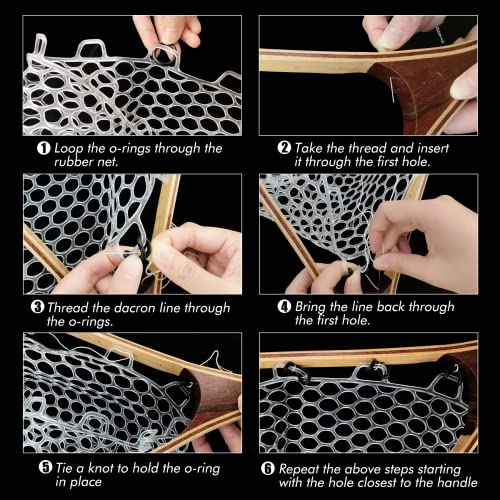 Riverruns Rubber Net Replacement Fishing Net Bag Fly Fishing Foldable Fish Landing Net For Freshwater Saltwater Without Handle 6 Sizes (Black, Circumference: 47" Diameter: 16" Net Depth: 14") #TOP1