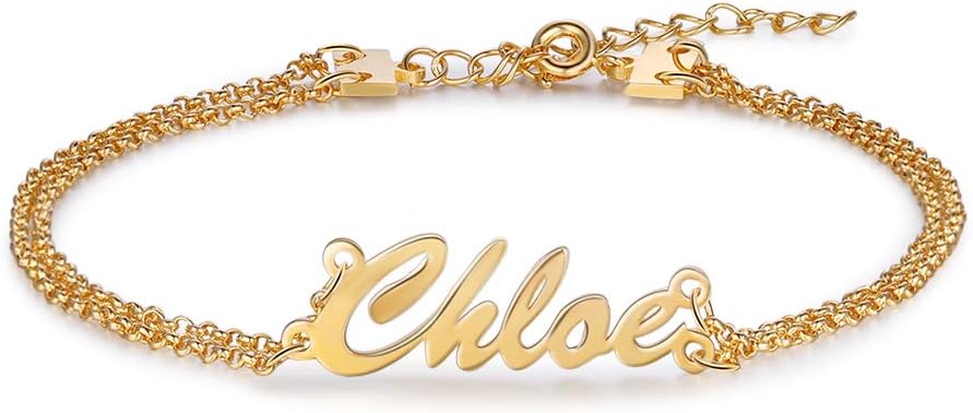 Valentines Day Gifts for Her Personalized Name Bar Bracelet with Any Name Custom Engraved Inspirational Cuff Bracelet for Women Anklet Charm Gift for Her Jewelry for Women