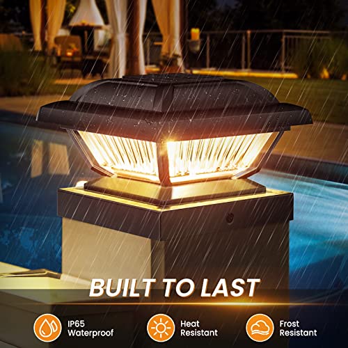 Eleclink Solar Post Cap Lights 2 Pack, Warm White Solar Outdoor Post Lights, Waterproof Fence Post Cap Lights Solar Powered Fit 3.5X3.5 4X4 4.5X4.5 5X5 Post For Garden Fence Deck Patio Yard Decoration #TOP2