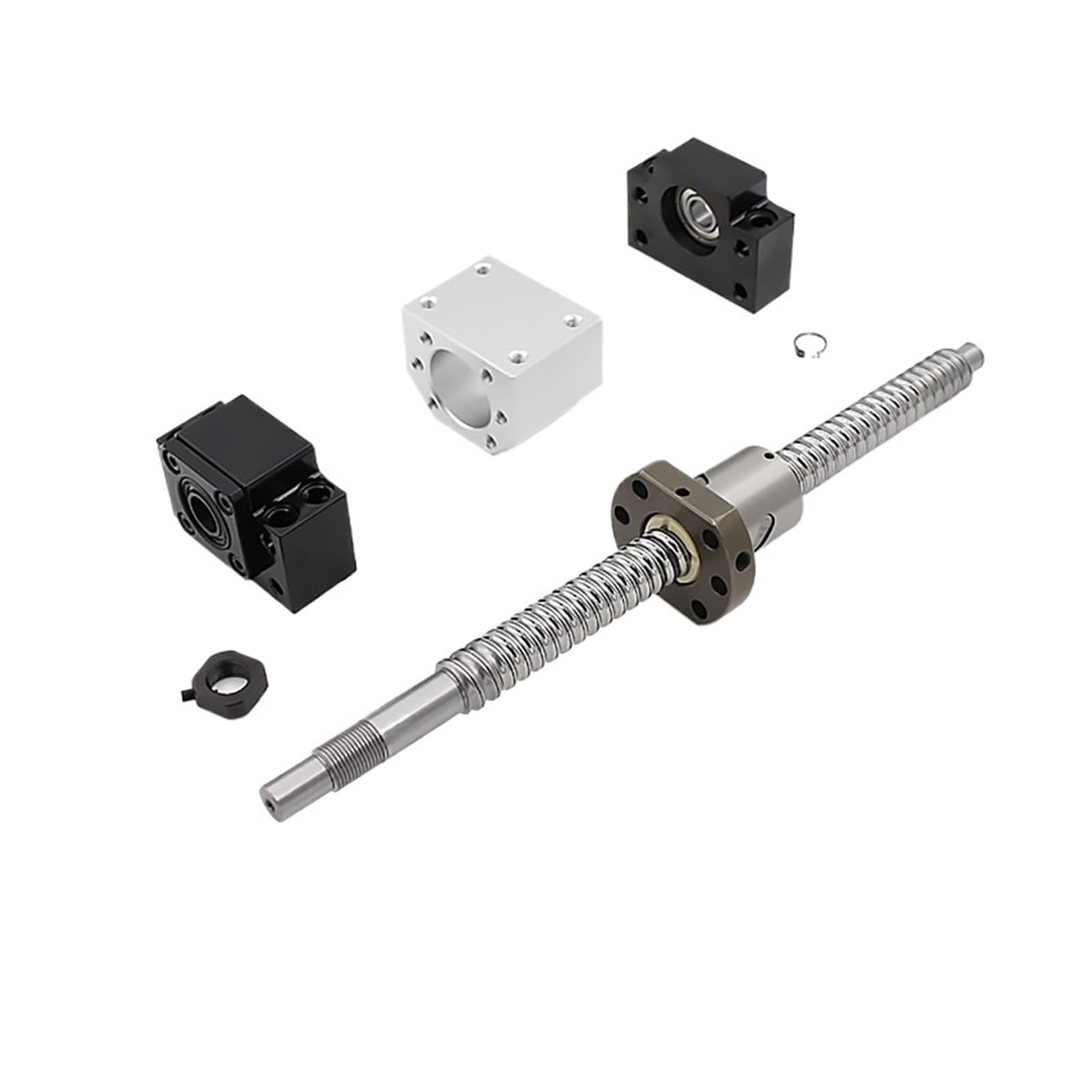 Metal Ball Screw nut end Processing SFU1605 Ball Screw Length 150-550mm Nut Nut Seat Plus BKBF12 Support Seat Ball Screw Set(550mm)