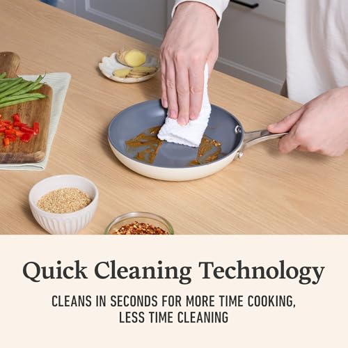 Image of Calphalon Ceramic Nonstick 8 inch Frying Pan, Easy Cleanup Ceramic Pan for Searing, Sauteing, PFAS-Free Cookware, Dishwasher Safe, Metal Utensil Safe, Oven Safe, Flour