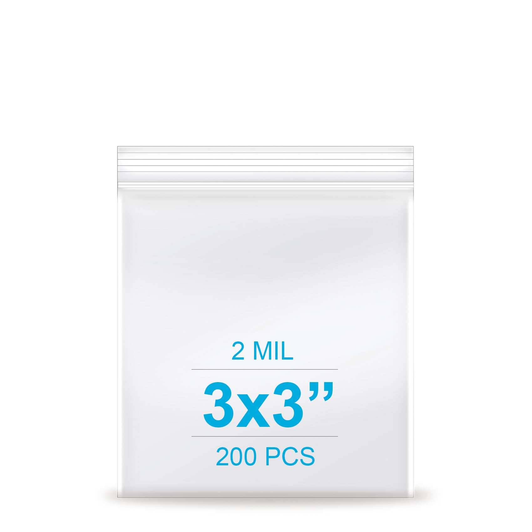3''x 3'', (Pack of 200) 2 mil Thick Clear Plastic Reclosable Zip Poly Bags with Resealable Lock Seal Zipper, Clear Small Zip Bag, Jewelry Bags, Candy Bags, Storage, Packaging & Shipping