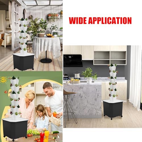 Vertical Hydroponic Garden Tower - 10 Layers Aeroponic System for Indoor Herbs, Fruits & Vegetables - Compact Hydroponics Growing Kit for Home Gardening