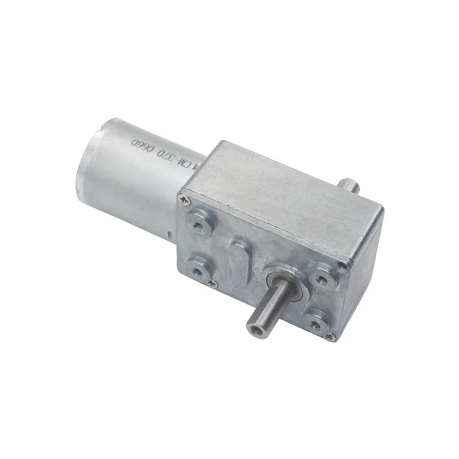 1 x 12–24 V 6 mm Dual-Ausgangswellen niedrige Drehzahl 6 U/min, selbstsichernd, großes Drehmoment, DC Schneckengetriebemotor JGY370-D Doppelachsen-Schneckengetriebemotoren (mit Halterung, 30 U/min, DC