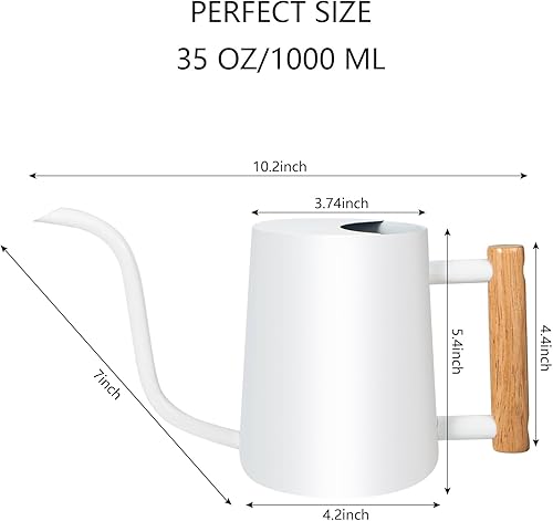 Miniatura 7 de Regadera para plantas de interior, regadera pequeña de 35 onzas, regadera de metal de acero inoxidable, moderna maceta decorativa con boquilla larga
