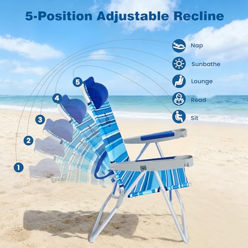 Image of SUNNYFEEL Tall Beach Chair for Adults, High Back High Seat Folding Chairs