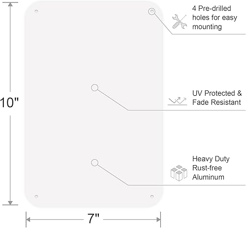 Miniatura 2 de Paquete de 2 letreros de metal blanco en blanco, 10 x 7 pulgadas, letrero de aluminio en blanco para interiores y exteriores