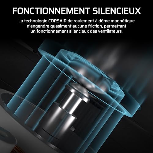 CORSAIR RS140 ARGB 140mm Ventilateur PWM – Connexion Daisy-Chain – Faible Bruit – Roulement à Dôme Magnétique – Paquet Unique – Noir