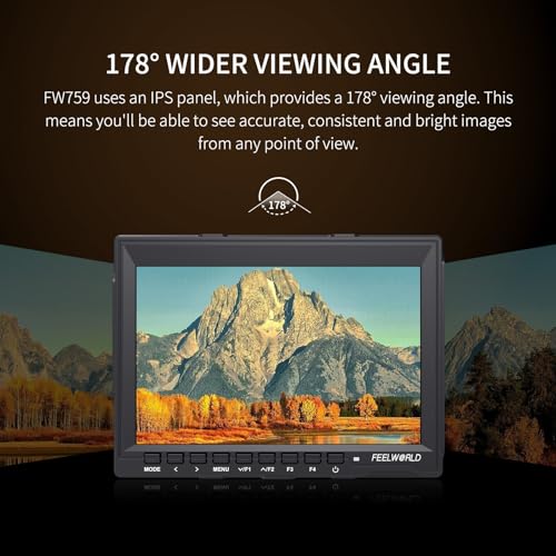 FEELWORLD FW759 7 Inch DSLR Camera Field Monitor HD Video Assist Slim IPS 1280x800 4K HDMI 1080p with Sunshade by FEELWORLD - Image 5